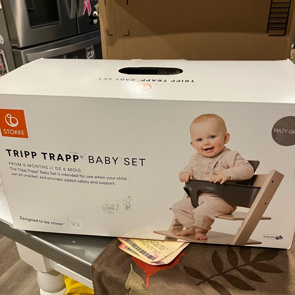 Stokke Tripp Trapp Baby Set. Hazy Grey. NIB